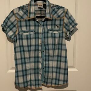 Harley Davidson women’s plaid snap up top